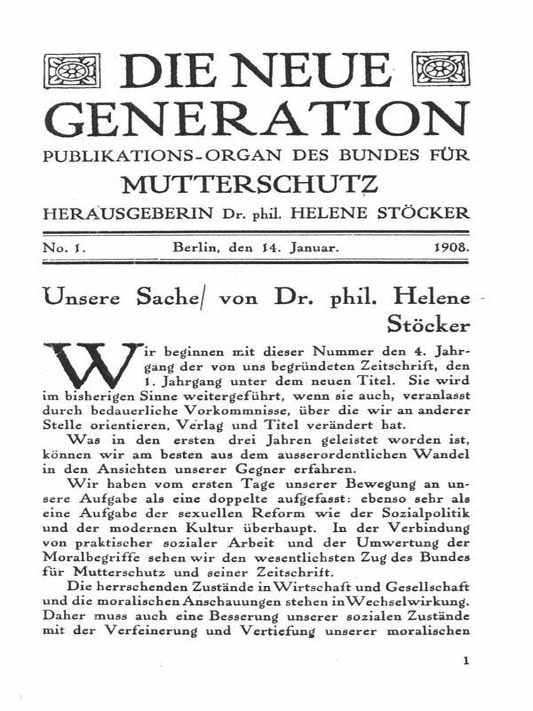 Helene Stöcker Mutterschutz Publikation