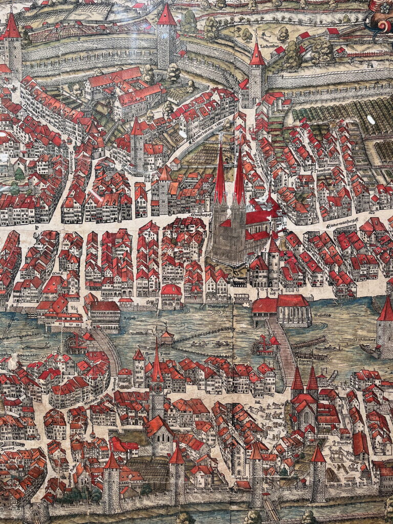 Katharina von Zimmern Grossmünster und Fraumünster Stadtplan von Zürich 